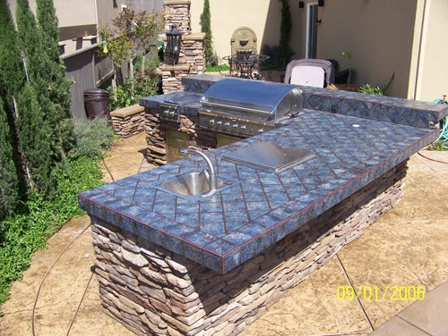 Outdoor Kitchen Sacramento Custom Tile Blue Finsih Kitchen Sacramento, CA