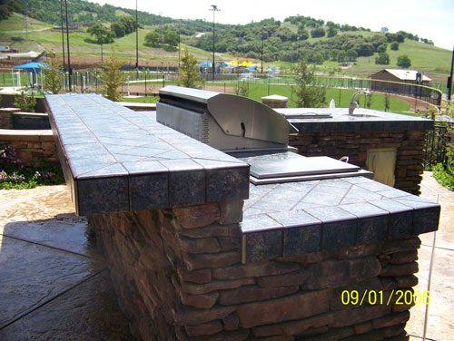 Custom Tile BBQ Island Outdoor Kitchen