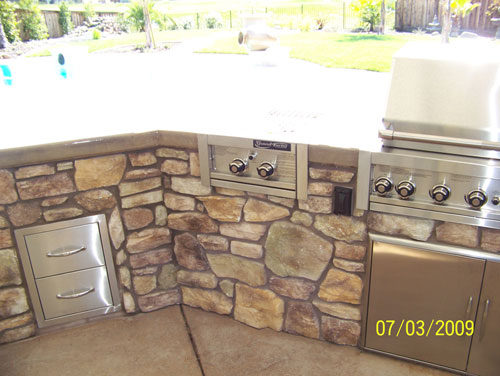 Custom Stone Work Outdoor Kitchen Sacramento