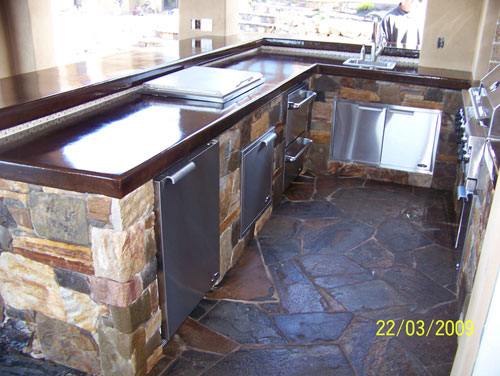 Outdoor Kitchen Sacramento, CA Fridge, Dual Oven, Trash, Custom BBQ Kitchen