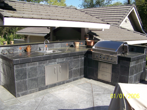 Custom Grey Tile Outdoor Kitchens Sacramento