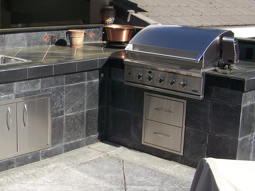 Outdoor Kitchens Sacramento 1 In laid Custom BBQ in Custom Tile Sacramento