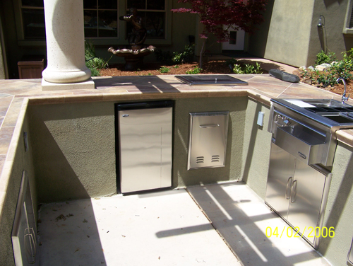 Fridge, Oven, Trash Outdoor Kitchen Project 3